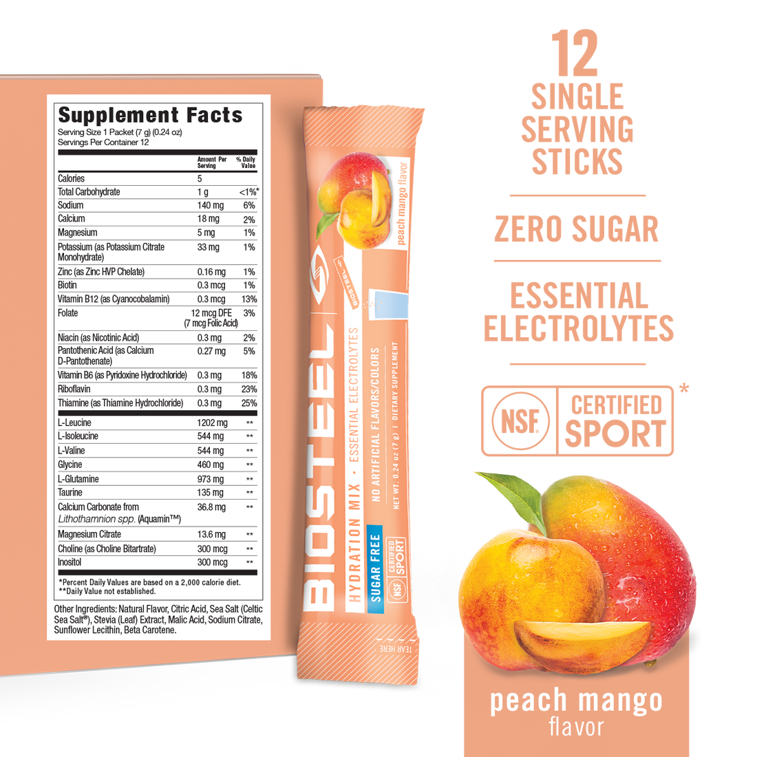 HYDRATION MIX / Peach Mango - 12 Servings  [EXP 6/30/2024] Lot of 190 Boxes